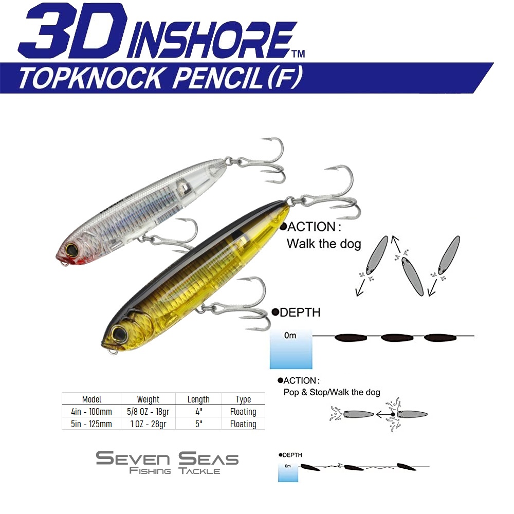 Yo-zuri 3D Horror Topknock Pencil (F) 4in 100mm Lure Casting Fishing Bait