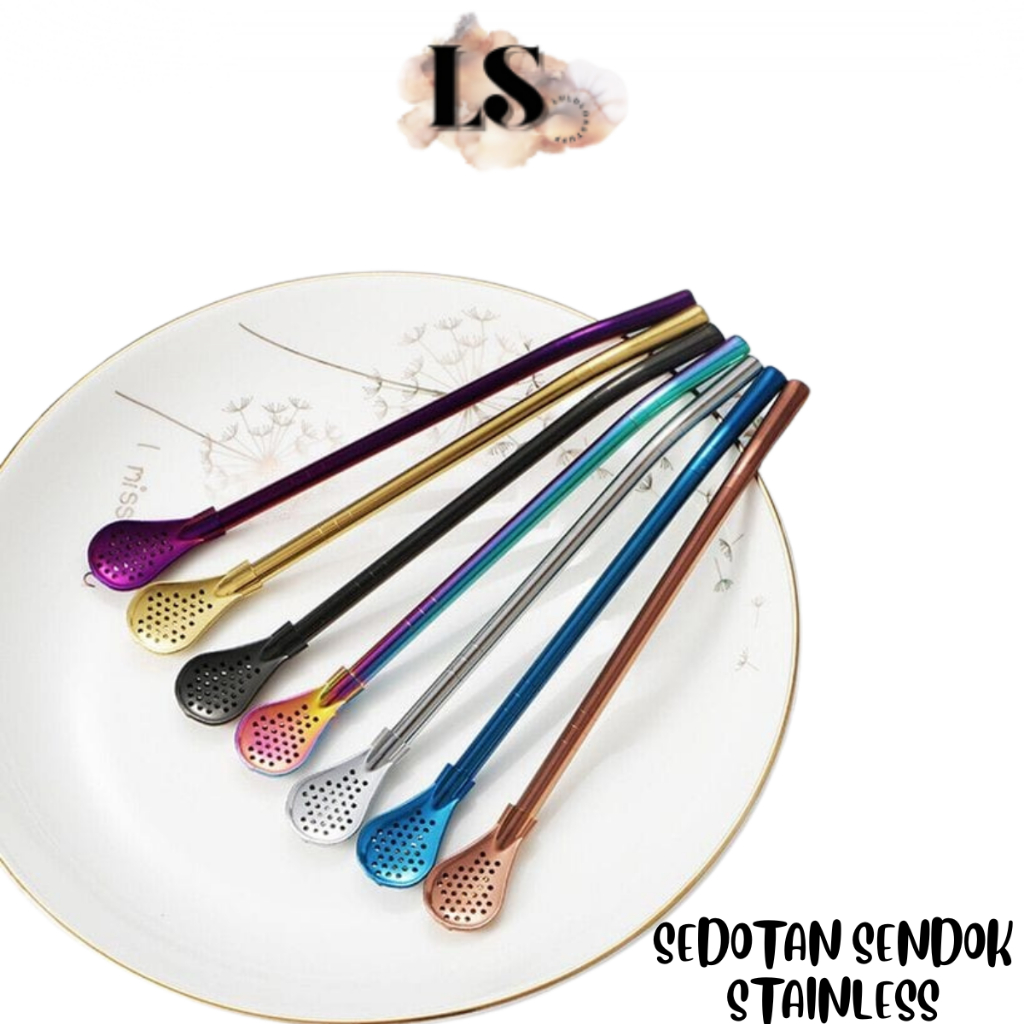 LS - STAINLESS SPOON STRAW H661 UNIQUE ตะแกรงสแตนเลสเกรดอาหาร