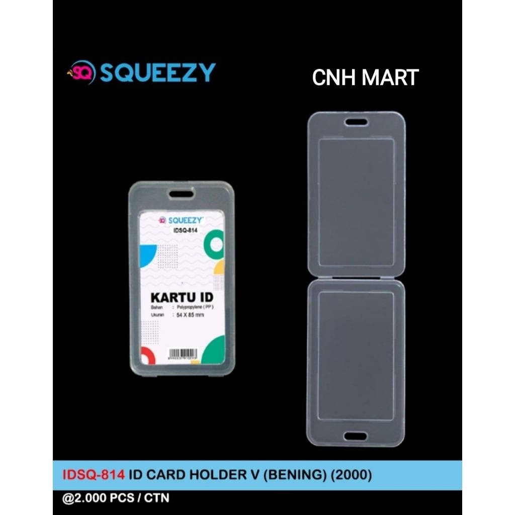 (10) ชิ้น ID Card Holder SQUEEZY IDSQ - 814 - Card ID Frame - Name Tag Box Model - Vertical ID Card 