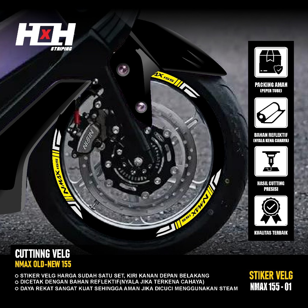 สติ๊กเกอร์ตัด yamaha Nmax 155 turbo เชื่อมต่อ Rim Variation Strip สติกเกอร์ขอบยาง 01