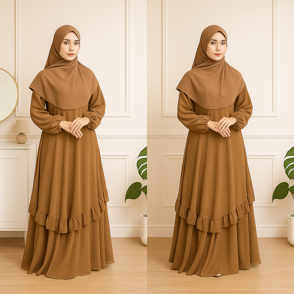 Gamis มาเลย์ Busui Ceruty Babydoll ผู้ใหญ่ผู้หญิง Jumbo Ld 95 - Ld 130 ไม่มีฮิญาบ