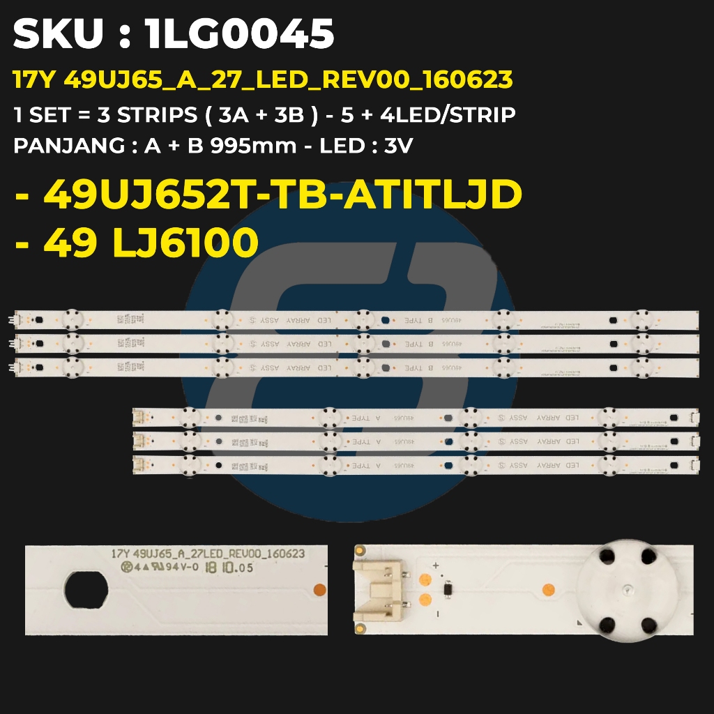 LG 49 นิ้ว TV BACKLIGHT 49UJ652T-TB-ATITLJD 49LJ6100