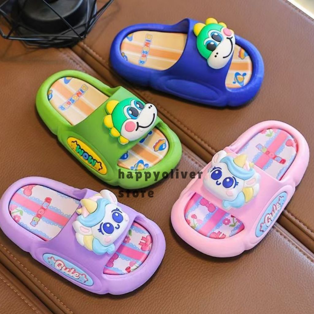 4.4 HappyOliver UNI AND DINO รองเท้าแตะเด็ก รองเท้าแตะยางคุณภาพ 1-7 ปี