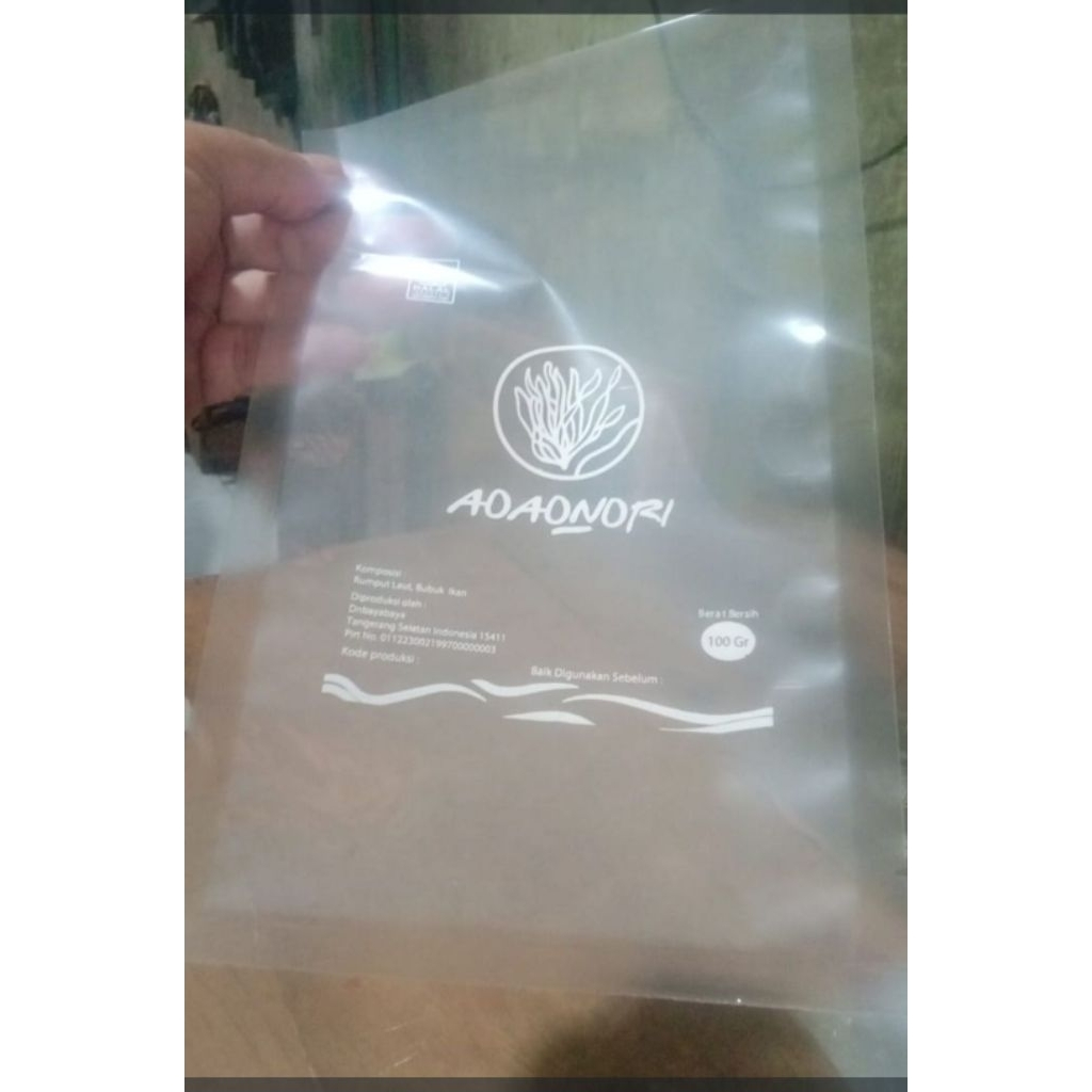 Aonori การพิมพ์หน้าจอพลาสติกสูญญากาศ 100gr 16.5x25 สีขาว 1 สี