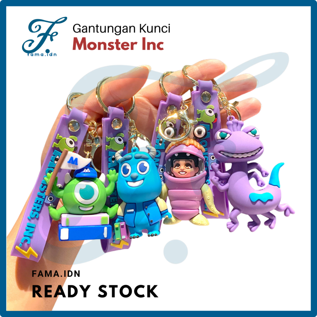 GANTUNGAN Monster Inc พวงกุญแจ 3D Chibi Ganci พวงกุญแจน่ารัก Disney Pixar Character