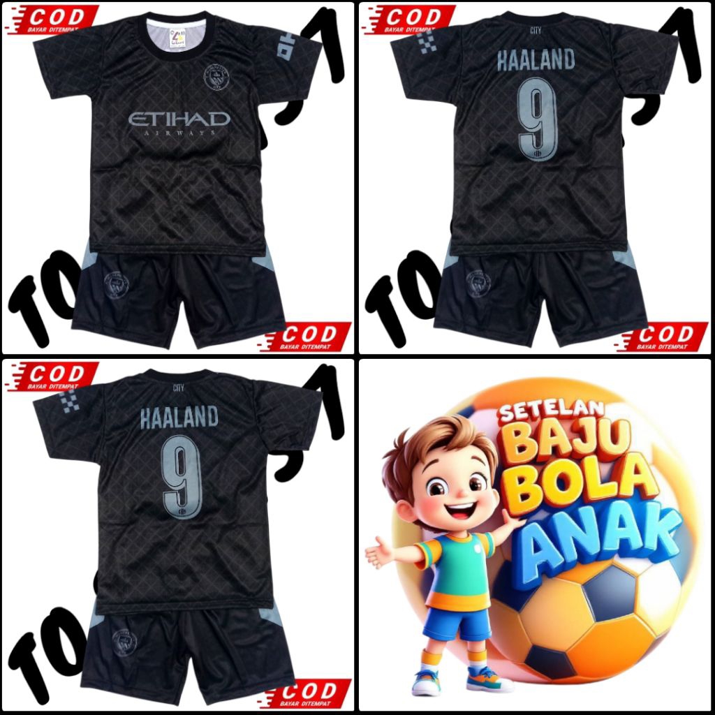 BOYS FOOTBALL JERSEY SET FOOTBALL CLUB MANCHESSTER CITY HAALAND FULL PRINTING FINE / HAALAND CHILDRE