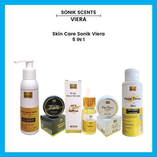 SONIK SCENTS Paket 5  in 1  Sonik Viera Perawatan Wajah Sonik Viera: Day Cream, Night Cream, Facial Foam, Serum Vit C, Toner Mencerahkan Muka Mengencangkan Kerutan Berjerawat (tanpa pouch)