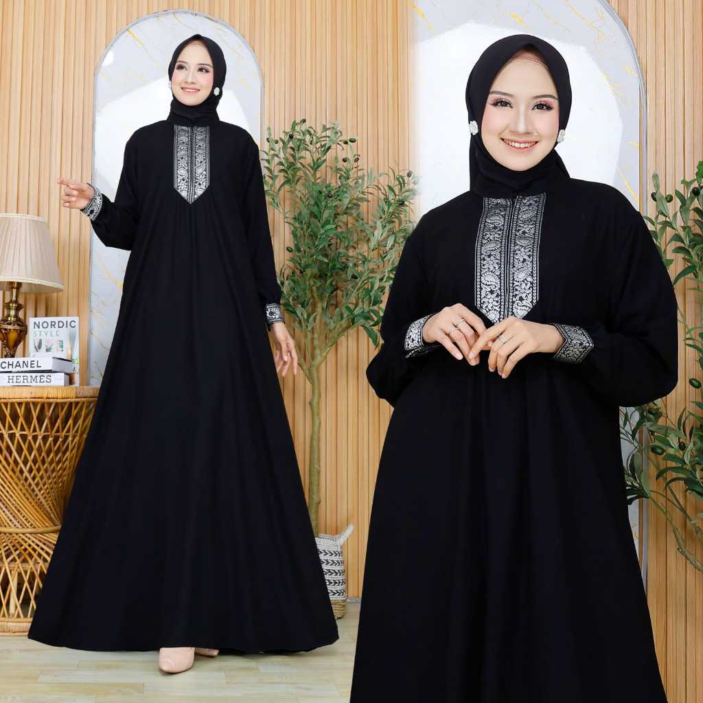 TM88 Abaya Azizah Mutiara NAk3 BlackJet/แฟชั่นสตรี Gamis/ปาร์ตี้ที่น่าหลงใหล/Eid 2026