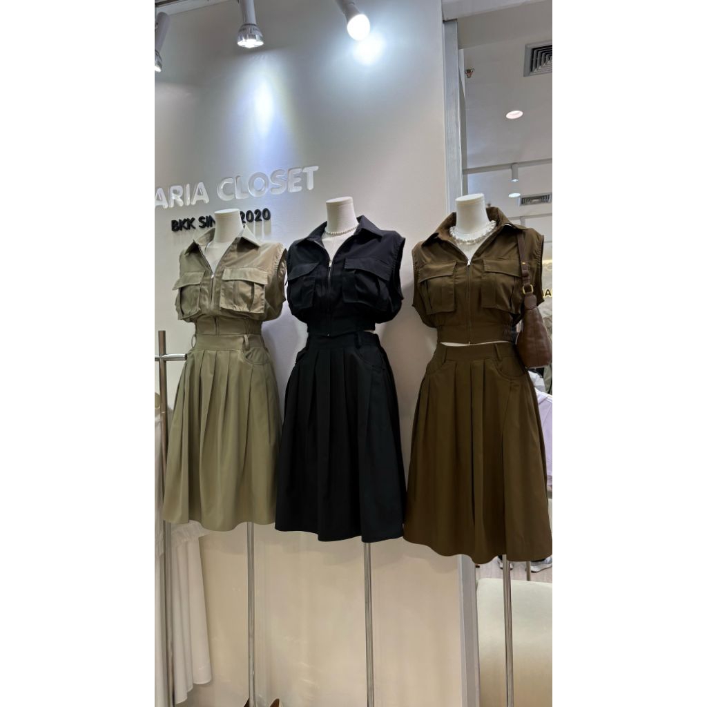 Bunaa Oneset Crop Zipper Skirt แบรนด์พรีเมี่ยม Maria Closet Bangkok