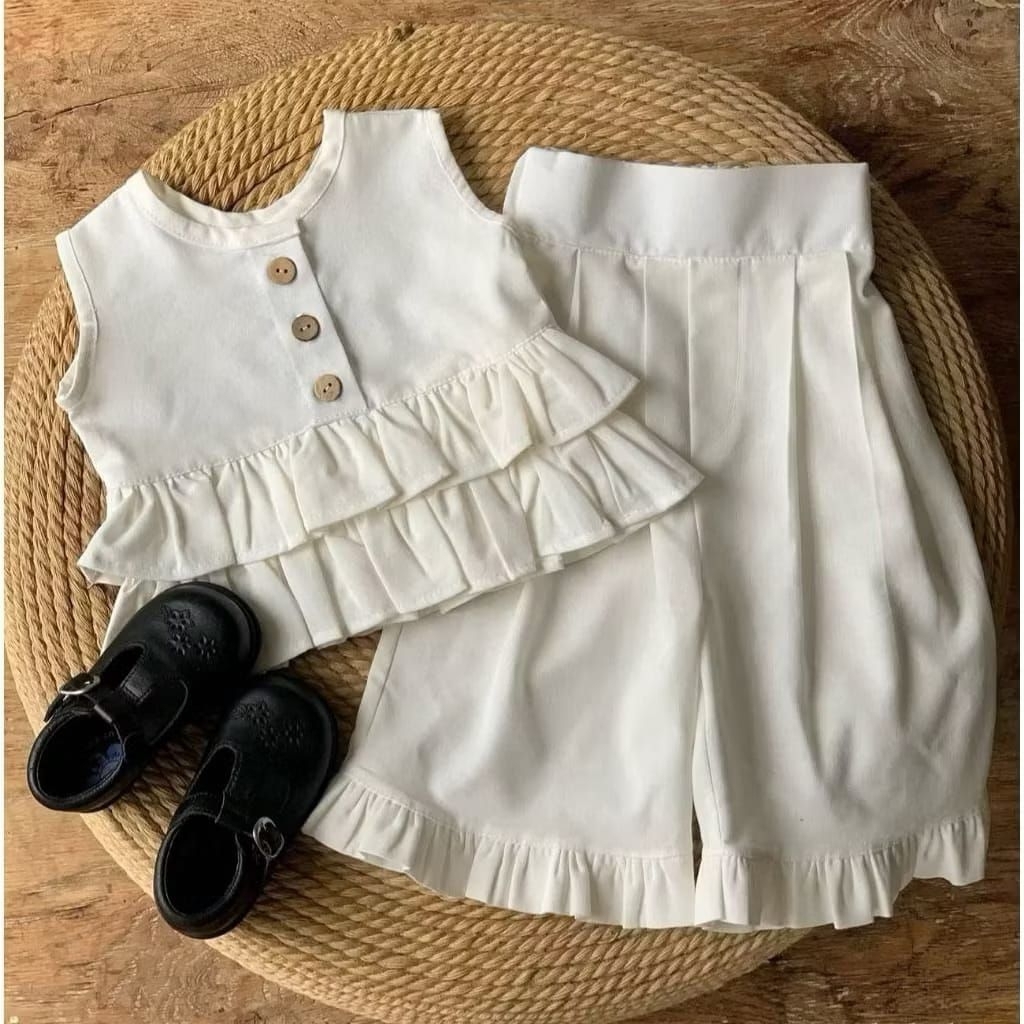 KANNAYA RUFFLE ONESET FOR GIRLS MINIMALIST RUFFLE CHILDRENS SUIT