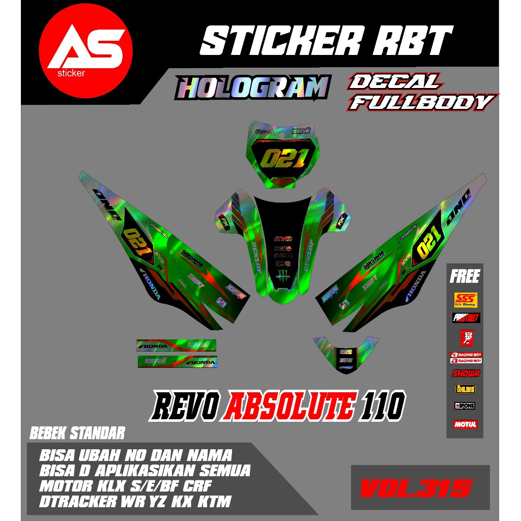 ใหม่ล่าสุดและ CUSTOM SUPRA VEGA BLADE ETC HOLOGRAM DECAL REVO ABSOLUTE 110 FULLBODY AS 315