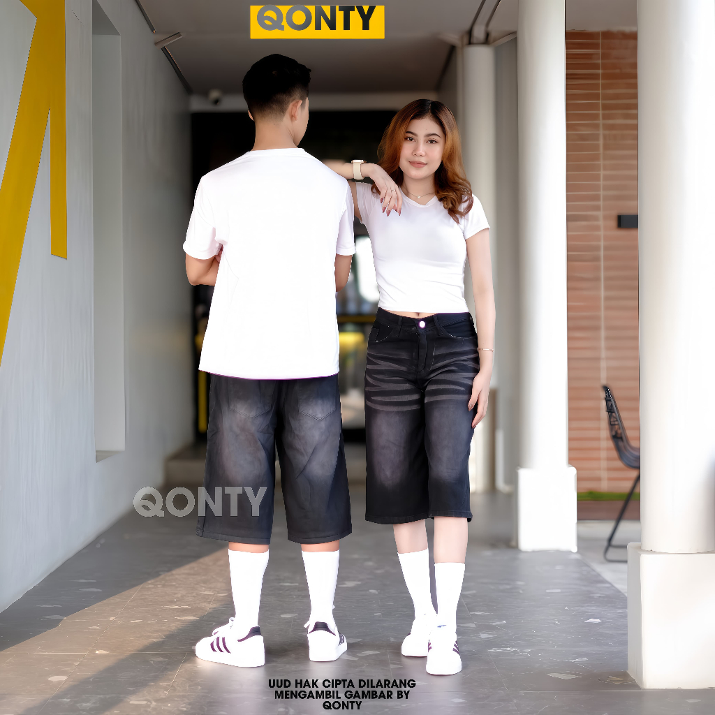 QTY_JEANS Jorts กางเกงกางเกงยีนส์ Unisex Baggy Jorts Pans Non Stect 303 กางเกง Jorts