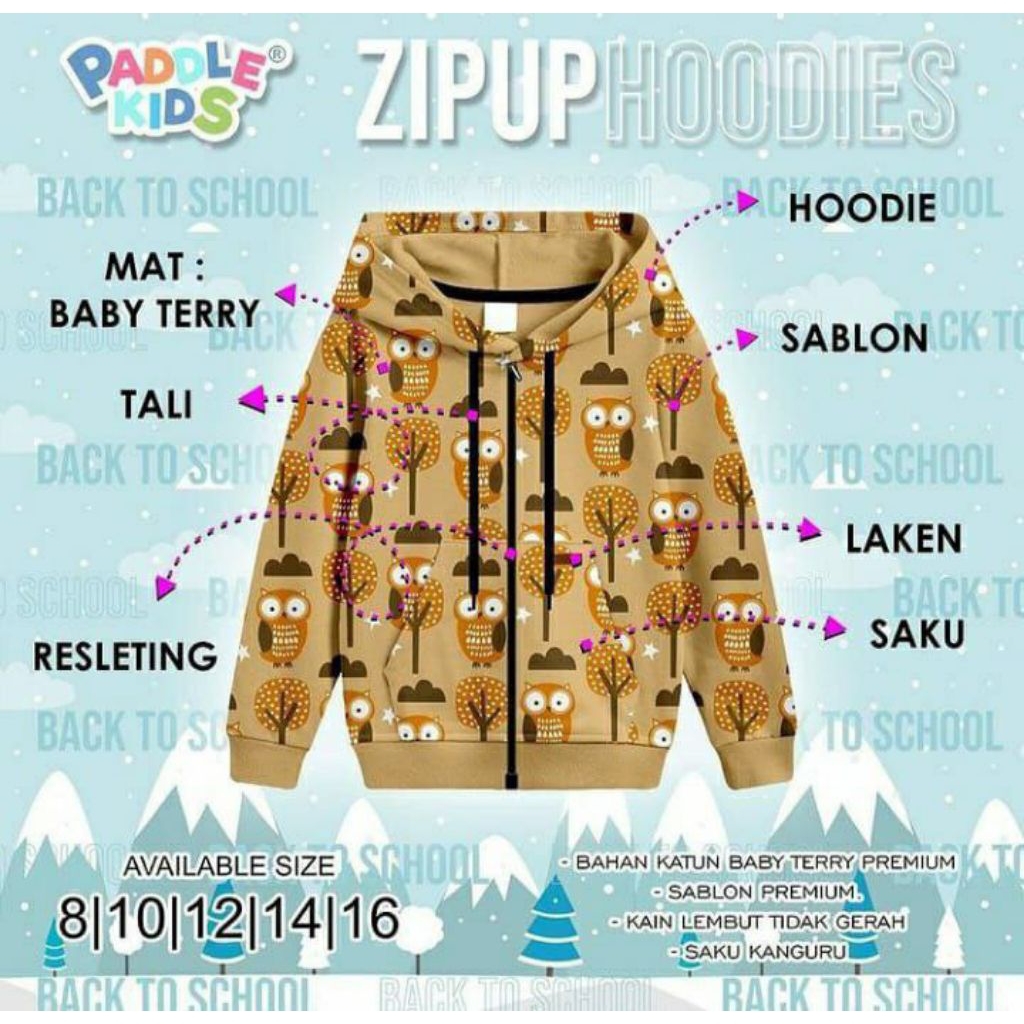 ZIP UP HOODIES โดย PADDLE KIDS || THICK, COMFORTABLE, SOFT และ DURABLE MATERIAL