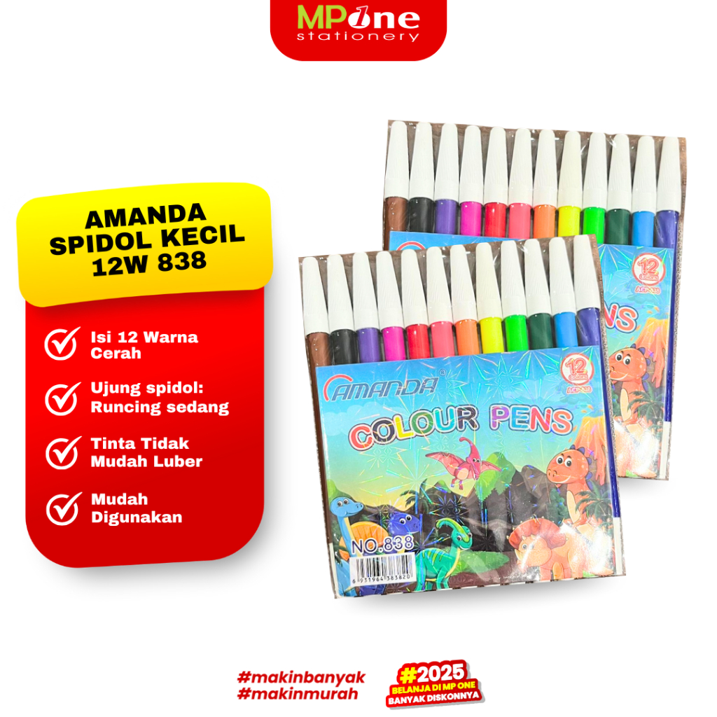 Amanda Small Color Marker 12 สี 838 / Coloring Marker / AMANDA Marker