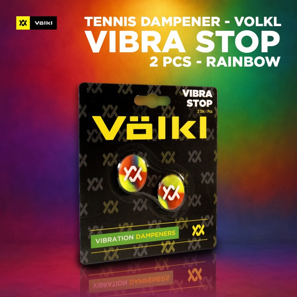 Volkl Vibra Stop ไม้เทนนิสป้องกันการสั่นสะเทือน Dampener Rainbow 2 ชิ้น