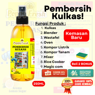 Pembersih Kulkas food grade kemasan 250 ml kerak bandel pada kulkas mejikom kompor BY POPPY FRESH