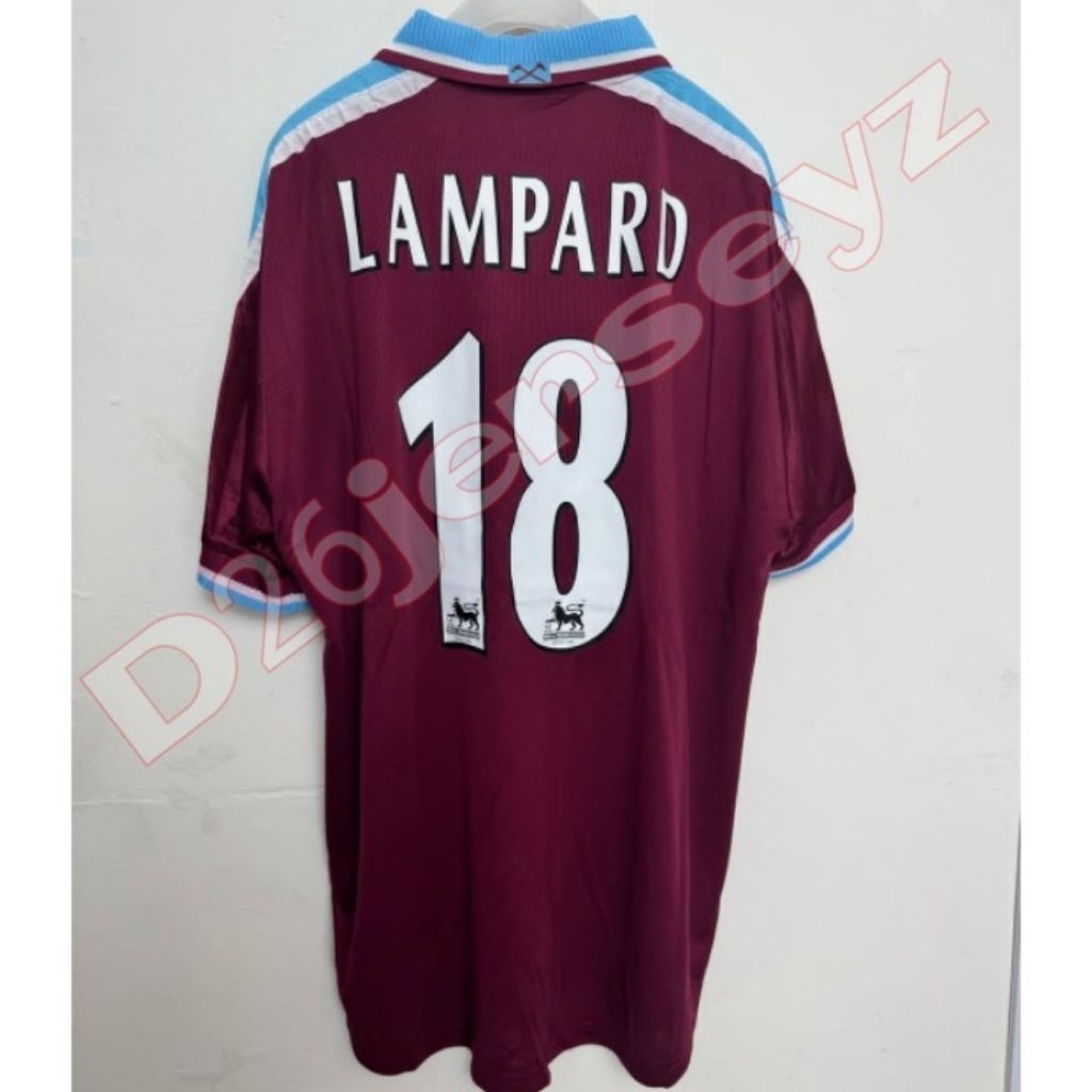 RETRO Jersey WesStT_ HaaM_ Home 1999 / 2000 + Print Nameset LAMPARD 18 / Custom Like RETRO OFFICIAL 