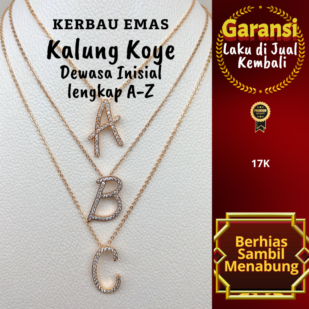 สร้อยคอโคเยสําหรับผู้ใหญ่ Golden Buffalo Complete Initials AZ สี 17K ขนาด 43.5-44cm, 44-45cm, 44.5cm