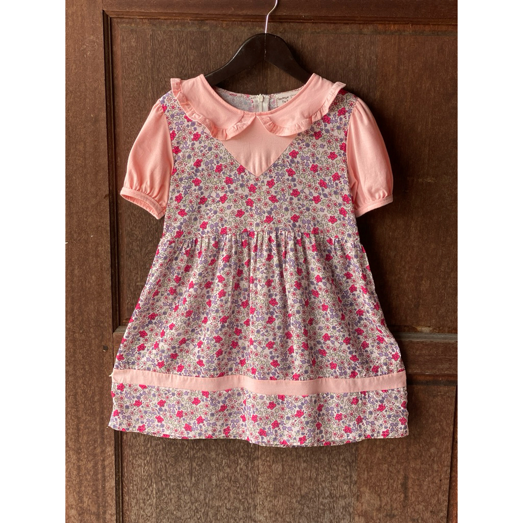 PRELOVED pl ชุดเดรสเด็กคอปกกะลาสีแขนบอลลูนขนาด 15 4T 5T 6T 7T 8T