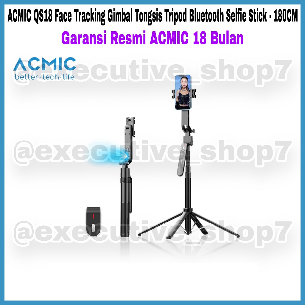 ACMIC QS18 การติดตามใบหน้า Gimbal Tongsis ขาตั้งกล้อง Bluetooth Selfie Stick - 180 ซม. - ACMIC อย่าง