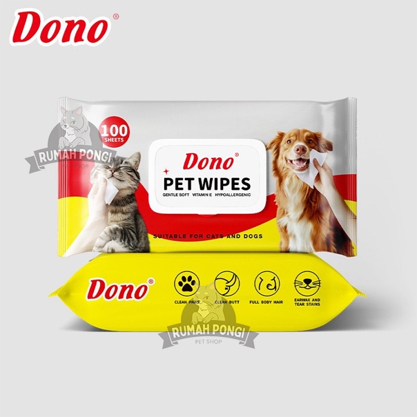 Dono Pet Wipes Dog Cat Wet Wipes สําหรับสุนัขและแมว | Tissue ชนิดเปียก