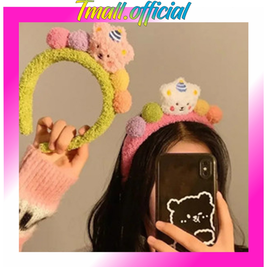 TML 3D ตุ๊กตาหมีแถบคาดศีรษะ Bondu คอสเพลย์หมีดังโงะ Plush Motif ผ้าพันคอผู้หญิงเด็กและผู้ใหญ่แฟชั่นอ