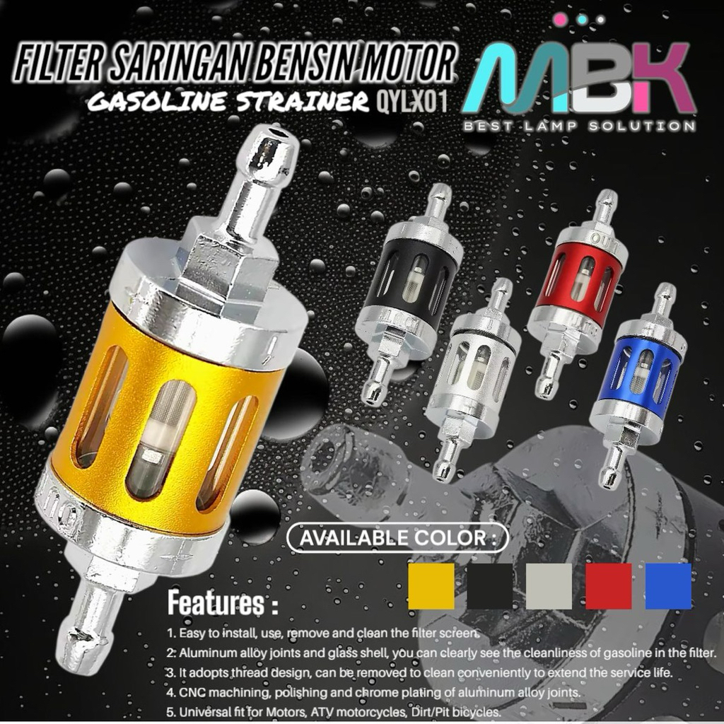 GASTOLINE FILTER TRANSPARENT GLASS GACOLINE FILTER UNIVERSAL SATRIA FU RX KING SUPRA VISION NINJA FI