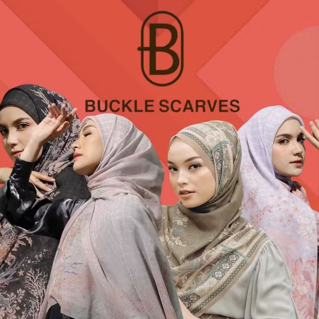 Square Uniform Hijab Buckle Scarves Plat B/Uniform Hijab/Buckle Motif Hijab