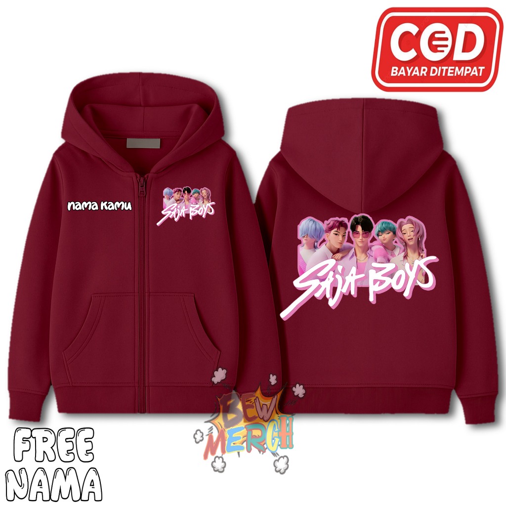 Huntrix K-pop Demon Hunters OnlyBoys เสื้อแจ็คเก็ตมีฮู้ดซิปเด็ก / Huntrix K-pop Demon Hunters OnlyBo