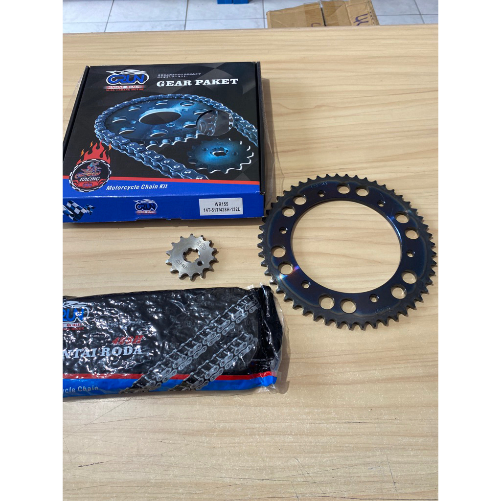 Crun Gir Set RACING WR 155 B3M R / แพ็คเกจเกียร์ WR155 14T-51T 428-132L / เดิม