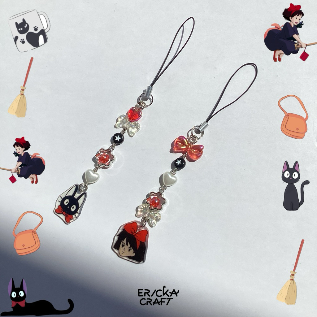 PHONE CHARM KIKI การจัดส่ง S SERVICE ANIME STUDIO GHIBLI KIKI BEADS นําเสนอ Y2K โดย ERICKA CRAFT