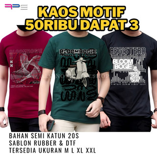 KAOS MOTIF DISTRO 50RB DAPAT 3 BAJU PRIA WANITA UNISEX