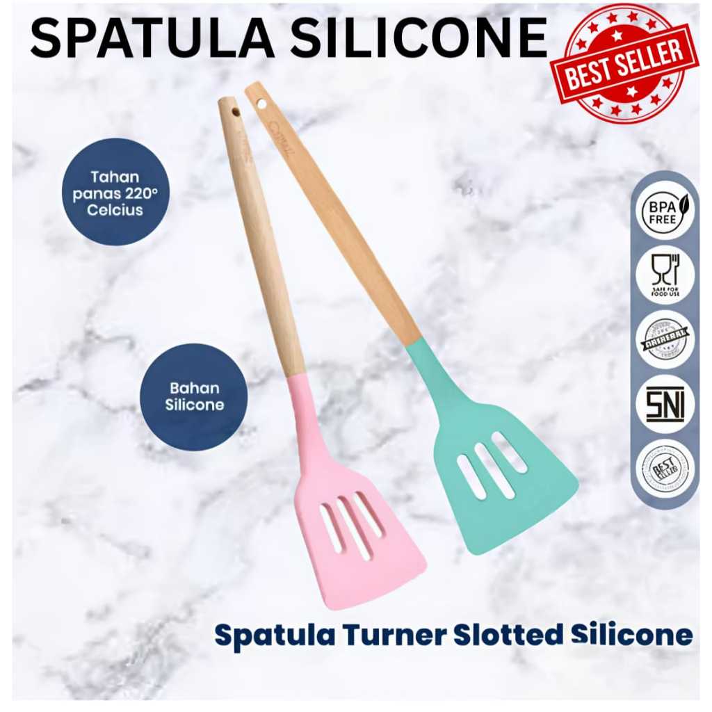 WOODEN SPATULA SILICONE SPATULA WOODEN HANDLE STRONG DURABLE MATERIAL