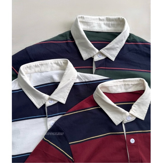 UNQL RUGBY - RUBGGER STRIPED SHORT SLEEVE POLO SHIRT ORIGINAL