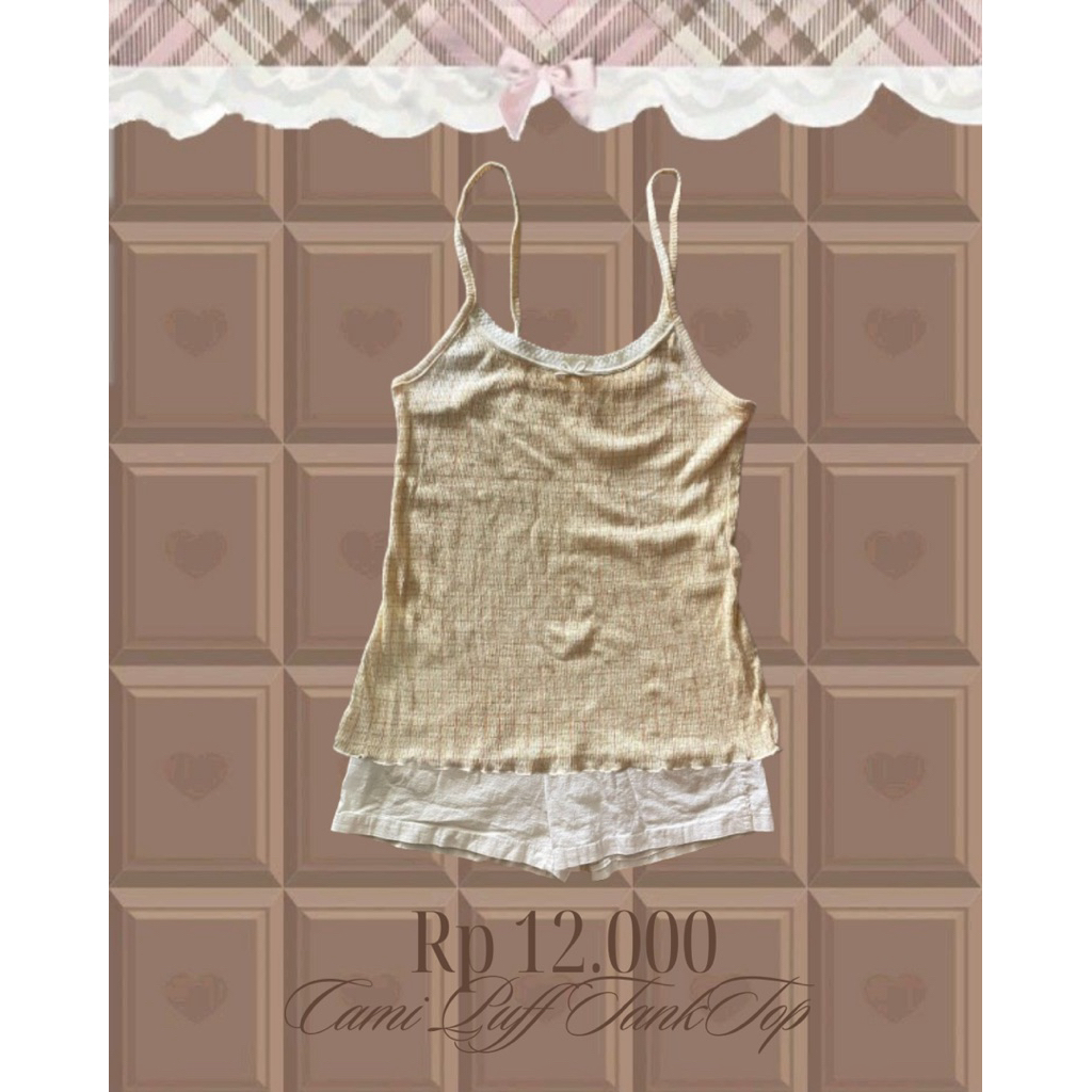 เสื้อสายเดี่ยว Cami puff baby tee | Igari cutecore shojou monicki milkmaid jfashion coquette