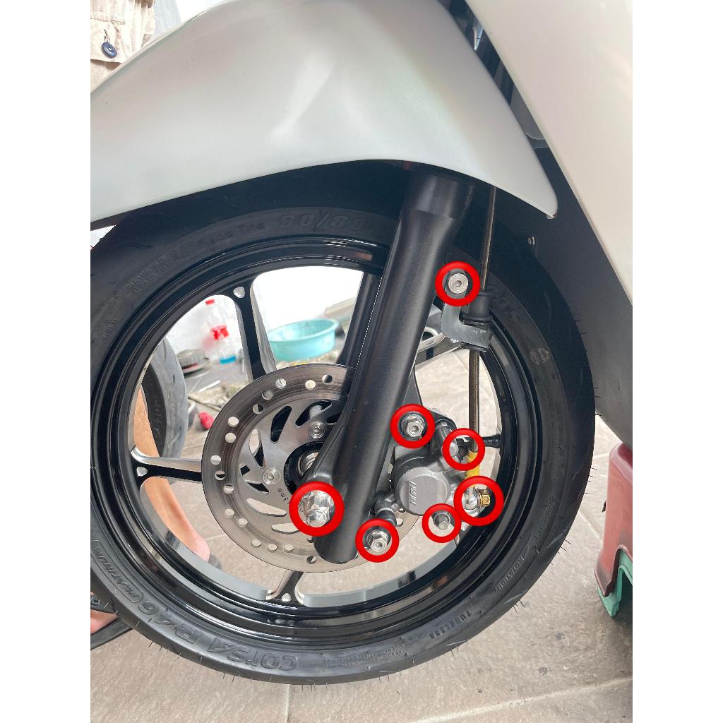 BREQUETTE BOLT + เบรค + WIND NEPEL + BANJO + CAMP TOJOSAN + ด้านหน้า CALIPER AXLE (7 BOLTS) BEAT ESP