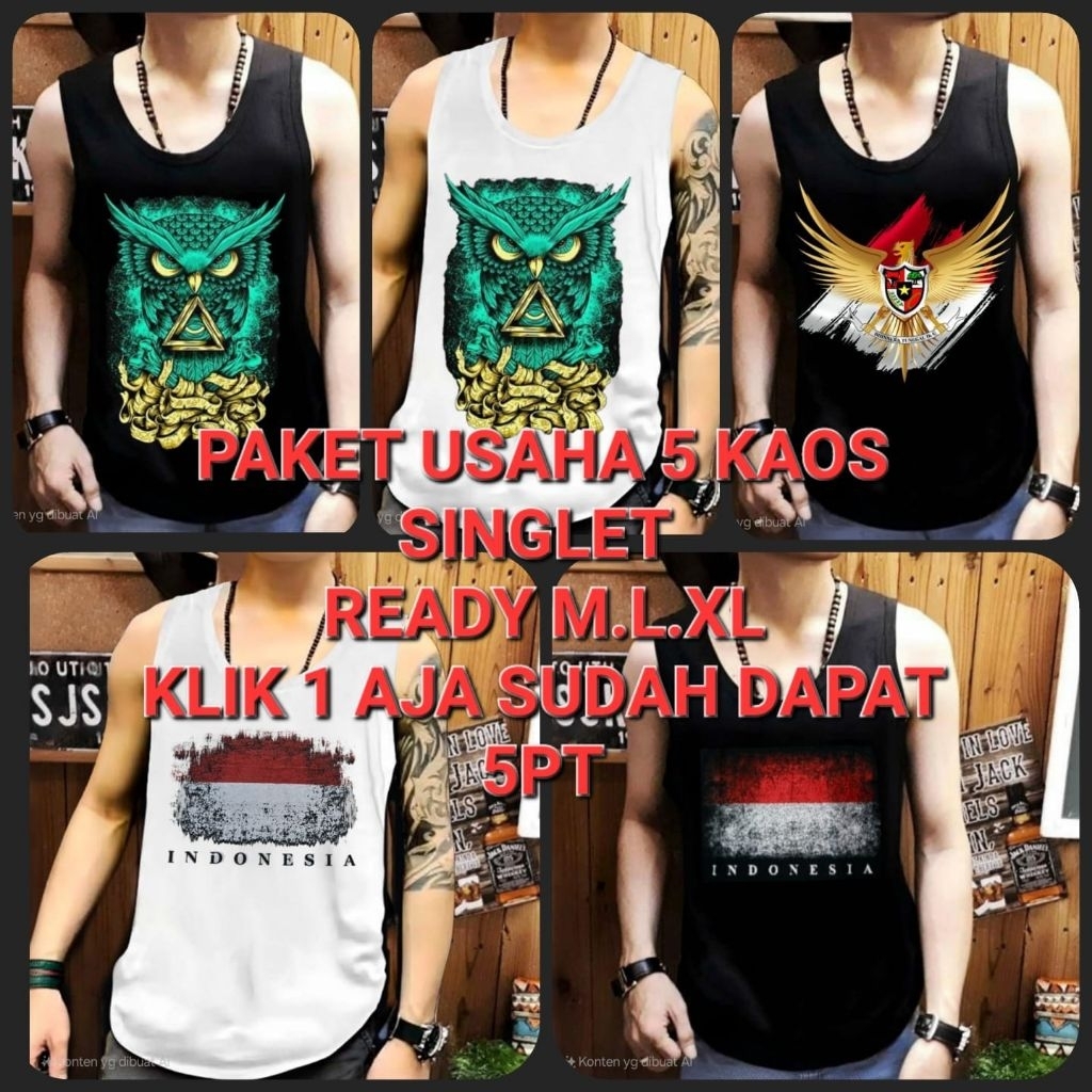 LOKAL LOCAL SINGLET T-SHIRT BUSINESS PACKAGE 5 PCS CODE USH 19 (ORDER 1 ONLY ALREADY GET 5 PCS) ชุดช