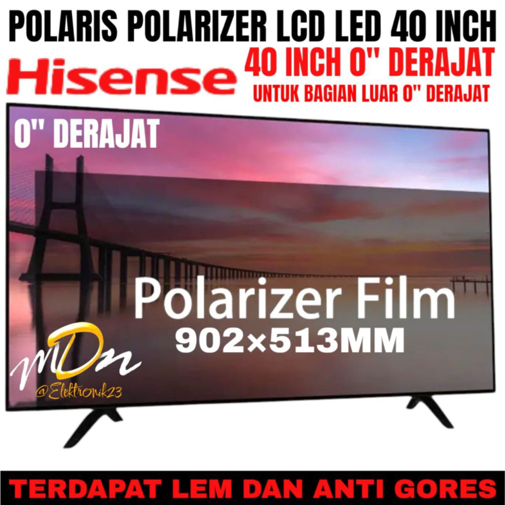 POLARIS POLARITIZER LCD LED 40 นิ้ว0" เคลือบฟิล์มพลาสติก DEGREE พิเศษสําหรับภายนอกหรือด้านหน้า