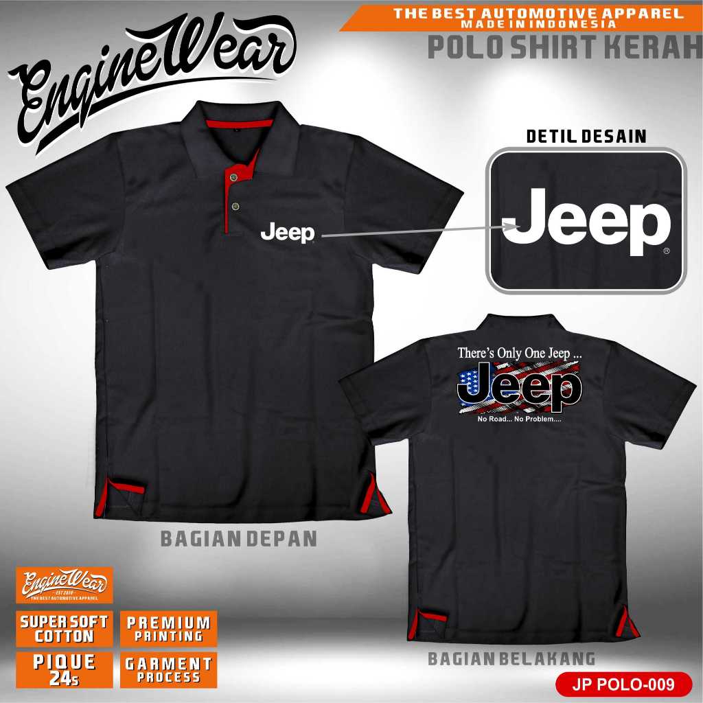 เสื้อโปโลรถจี๊ป Kaos Baju Offroad Tshirt JK Kaos Polo rubicon CJ7 Wrangler Willys 4x4 4WD Mobil ยานย