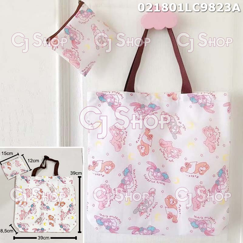 กระเป๋าโท้ตแบบพับได้ duffy and Friends กระเป๋าช้อปปิ้งแบบพับได้ 021801