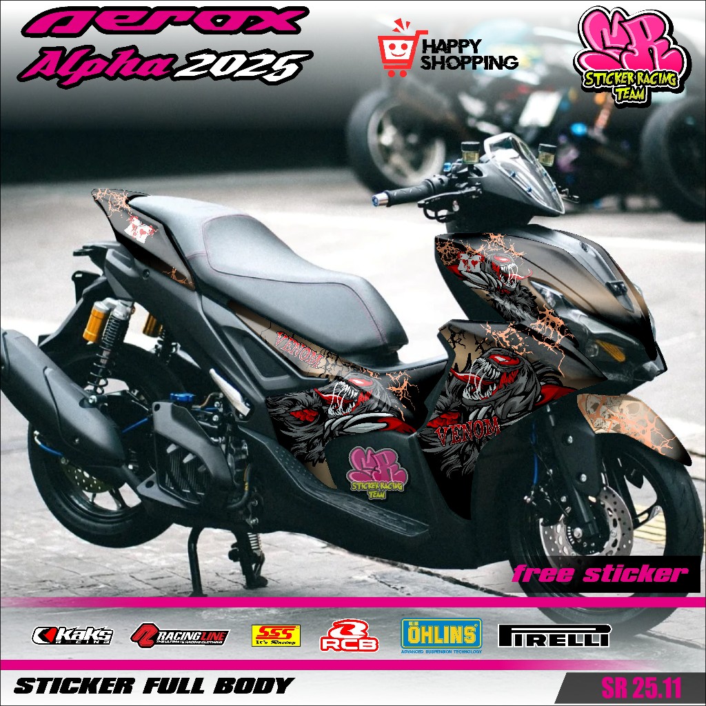 Yamaha Aerox Alpha Turbo Full Body สติกเกอร์ 2025 Aerox Alpha Turbo Decal สติกเกอร์ Venom Aerox Alph