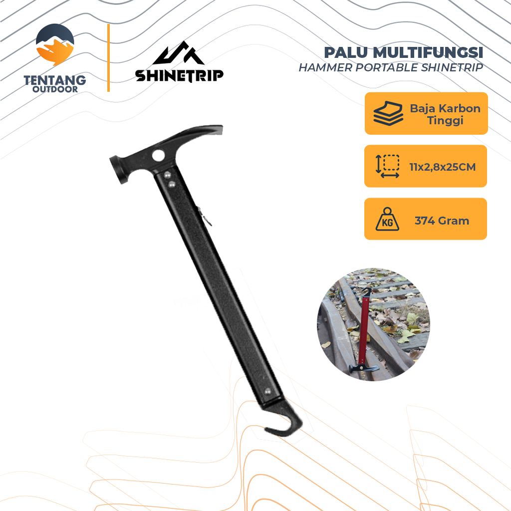 SHINETRIP มัลติฟังก์ชั่น Camping Hammer ค้อนเดินป่ากลางแจ้งแบบพกพา Camping Peg Hammer