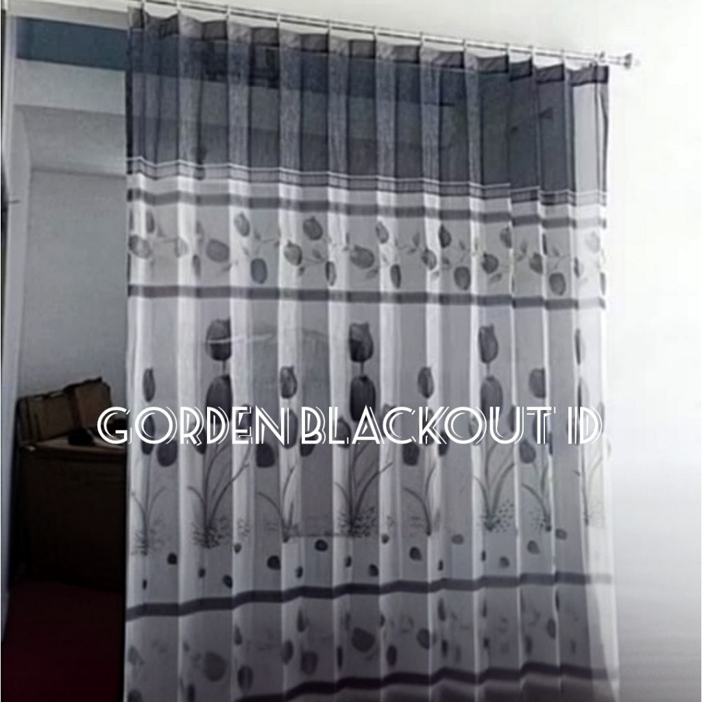 Aesthetic Curtain Vitrase กว้าง 3 เมตร Tulip ดอกไม้ผ้าม่านด้านใน Vitrase