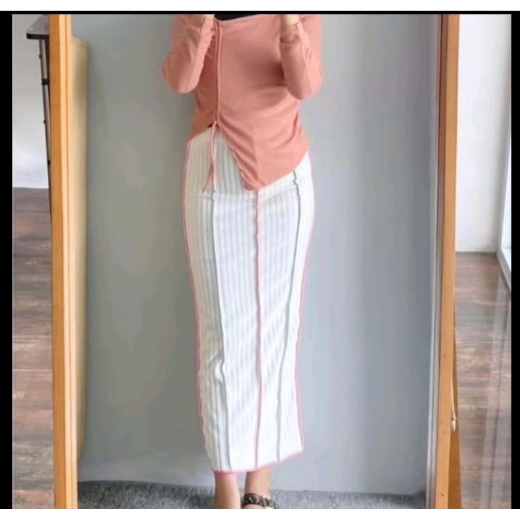 ใหม่!! ALICE SKRIT RAINBOW KNIT SPAN SKIRT/KOREAN กระโปรงสตรี orinoza SKRIT Rainbow กระโปรงเกาหลี...