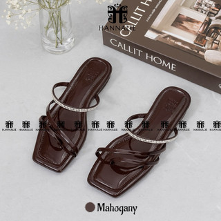 ZENI - Sandal Wanita Burgundy Terbaru Hiasan Jelly Permata - Sendal Slop Teplek Wanita Kekinian
