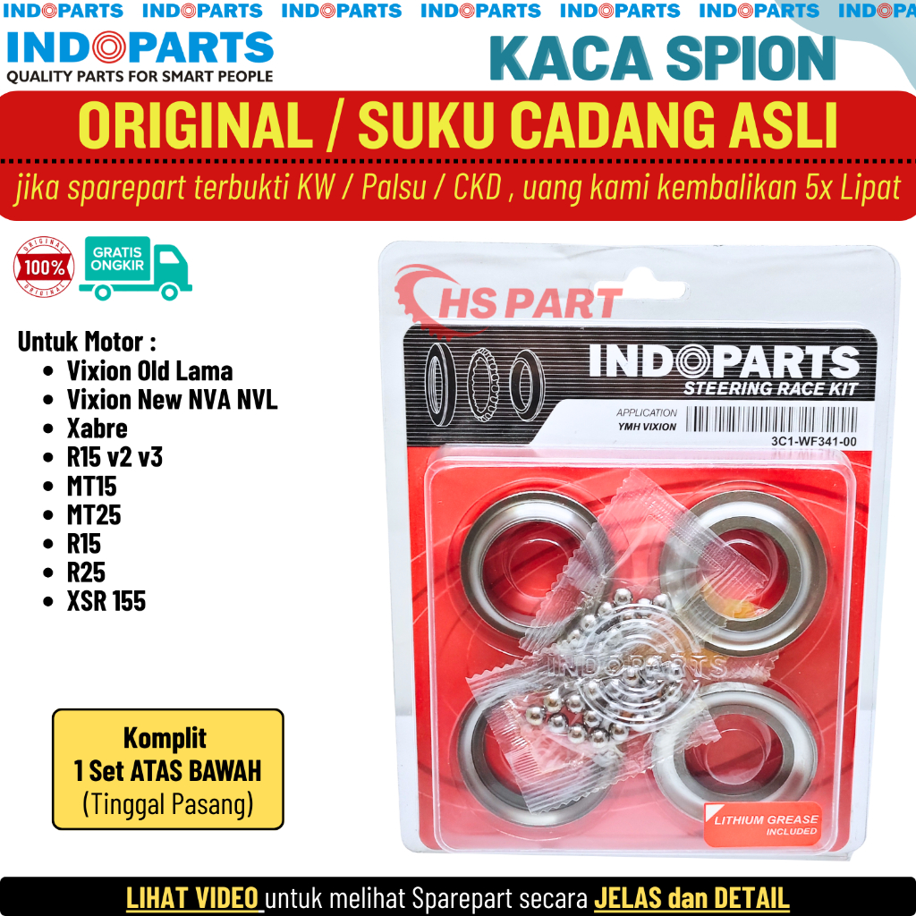 คอพวงมาลัยสําหรับ Yamaha Vixion เก่า Lama NVA NVL Xabre MT15 MT25 MTR15 R25 XSR 155 Original Indopar