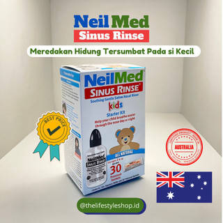 NeilMed Sinus Rinse KIDS Starter Kit with 30 Premixed Sachets Pereda Pilek/ Flu anak serta hidung tersumbat nasal aspirator spray