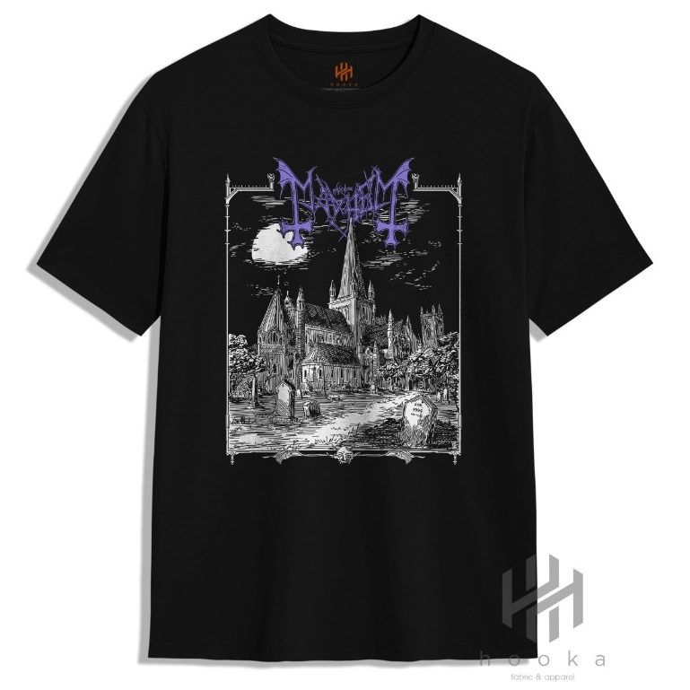 MAYHEM HOOKA Distro Premium เสื้อยืดสีดํา METAL MAYHEM Band เสื้อยืด