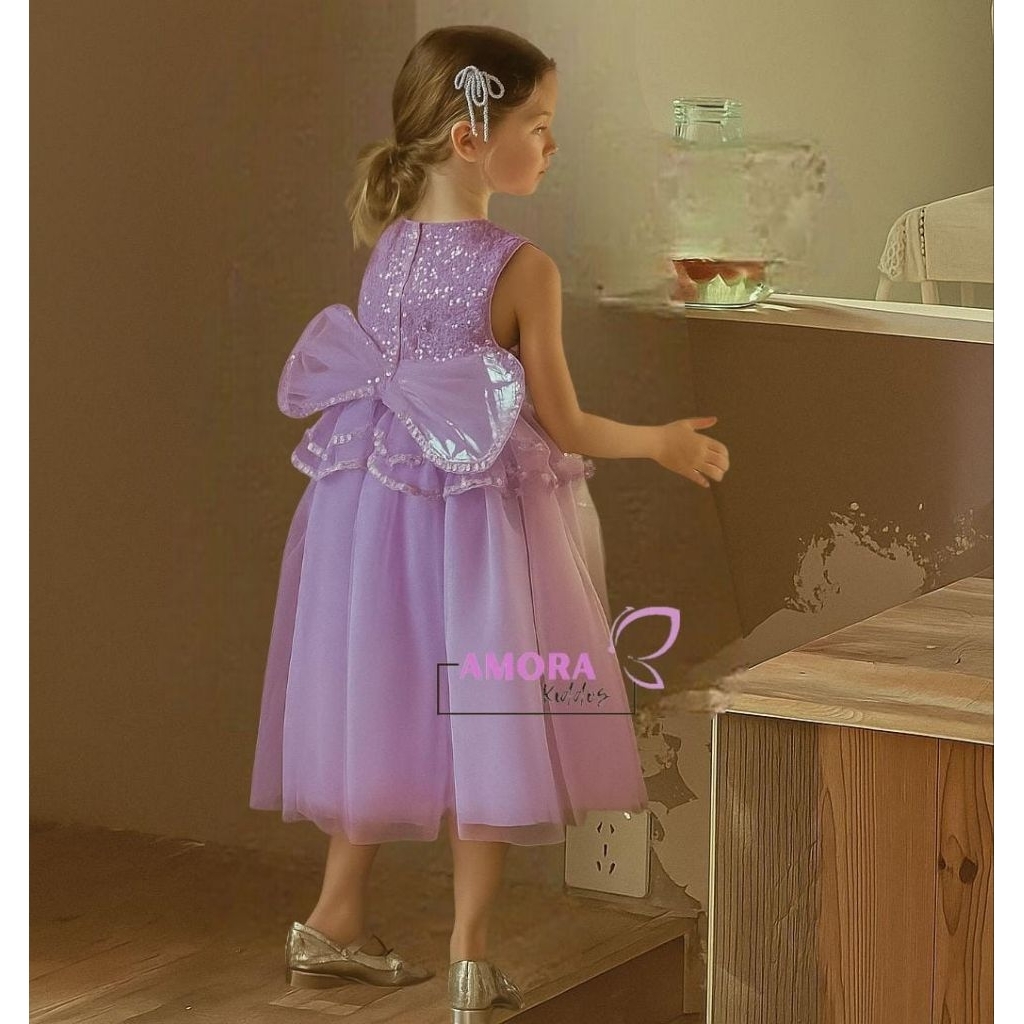 UNGU (AGE 6,7,8TH) L2JC-PURPLE WING SEQUIN DRESS