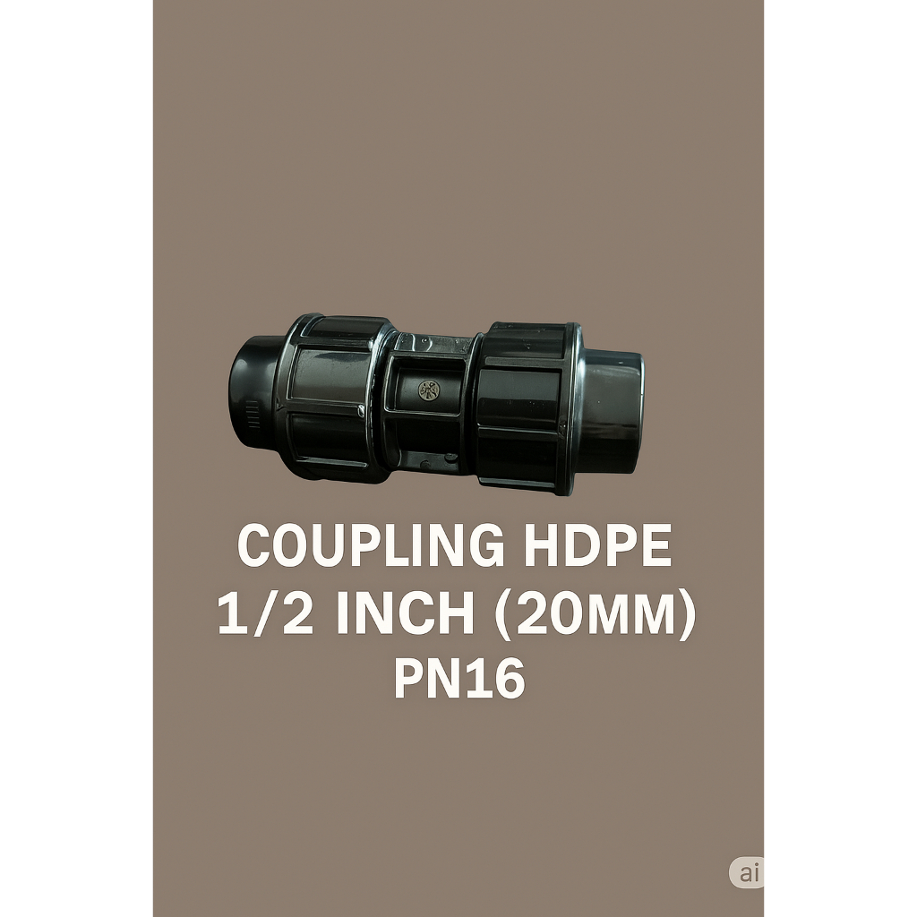 HDPE STRAIGHT COUPLING FITTING HDPE 1/2 INCH (20MM) PN16 COMPRESSION / SOCKET HDPE 1/2 INCH PN16